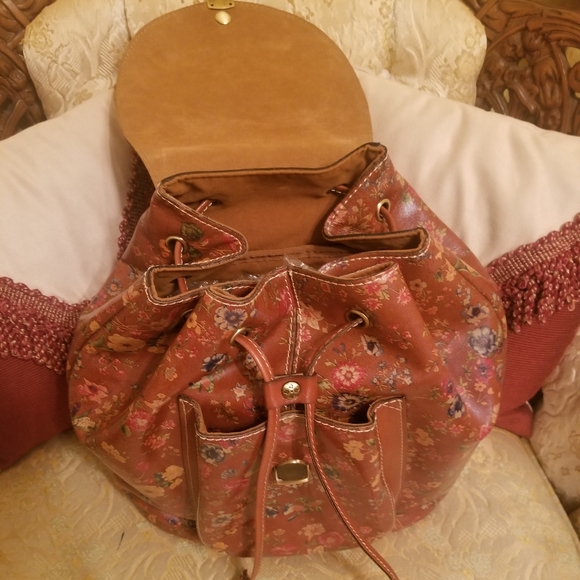 Patricia Nash Leather Floral BackPack/Handbag/Satchel - Picture 3 of 5